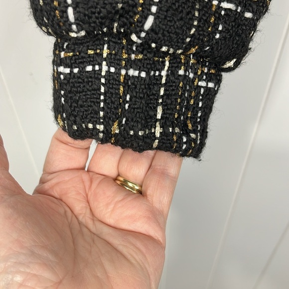 On 34th Womens Bomber Jacket Black/Gold XS Front Zip Pockets Mock Neck Sparkly - Picture 4 of 13